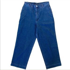 British KHAKI Highest Rise Wide Leg Crop Denim Jeans Size 4 in Dark Blue Wash